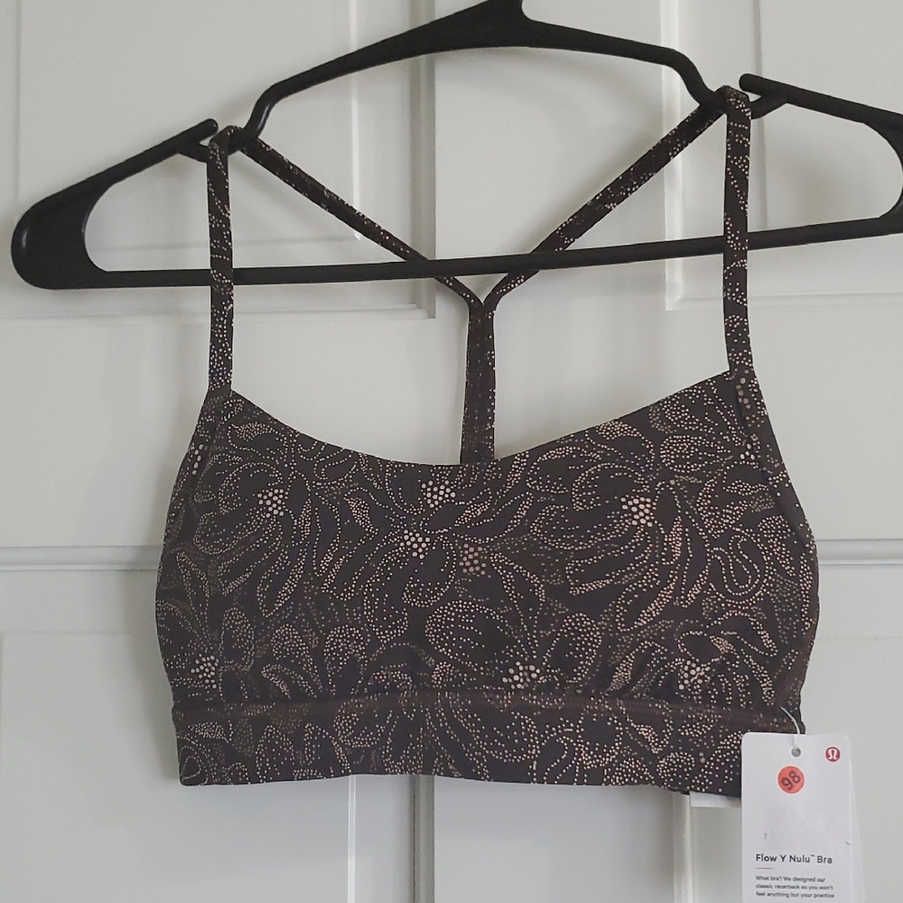 NWT Lululemon Flow Y Nulu™ Bra Magnolia Brown/Pink Sz 2